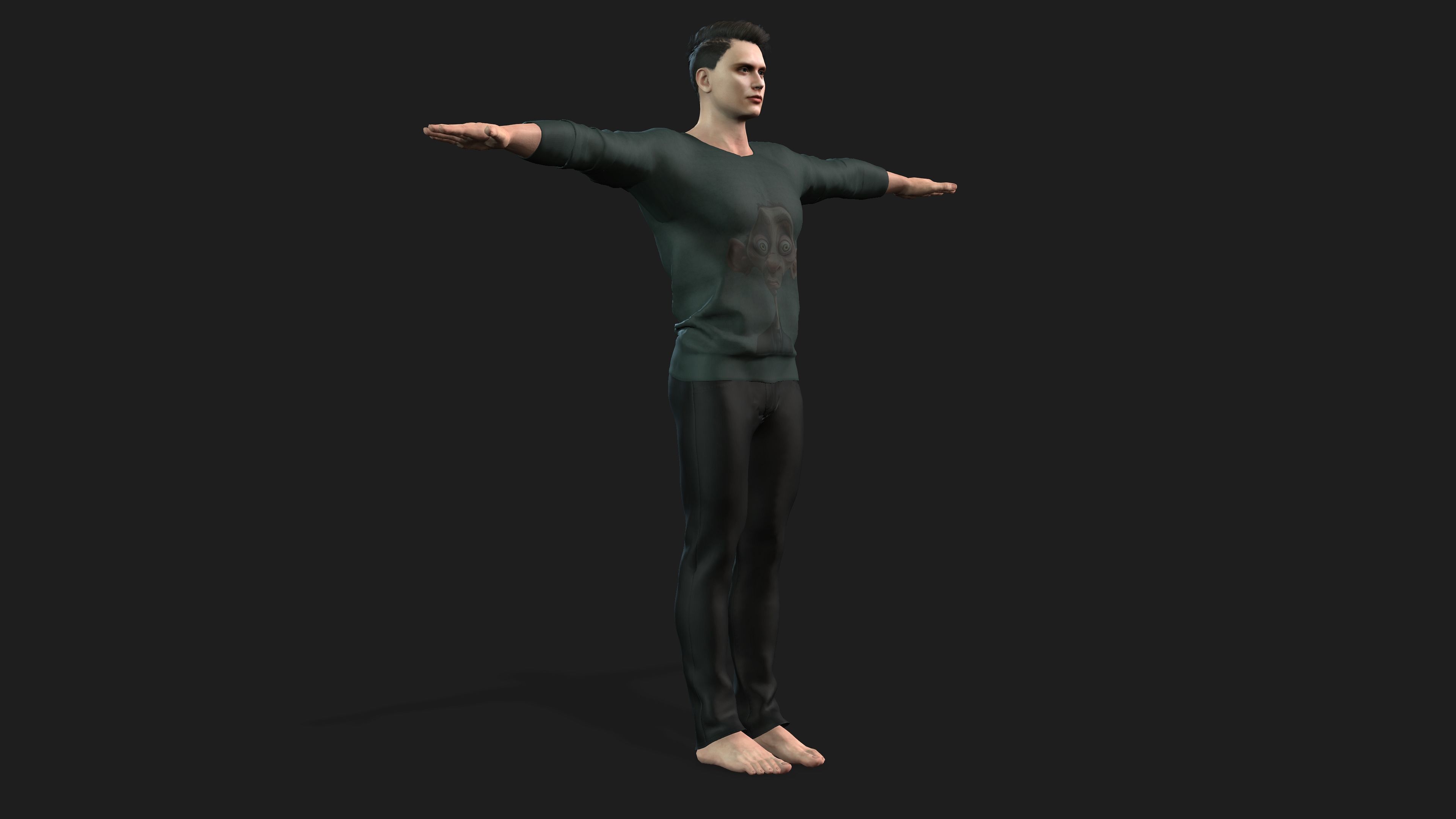 man in cool  printed shirt        3D model_9