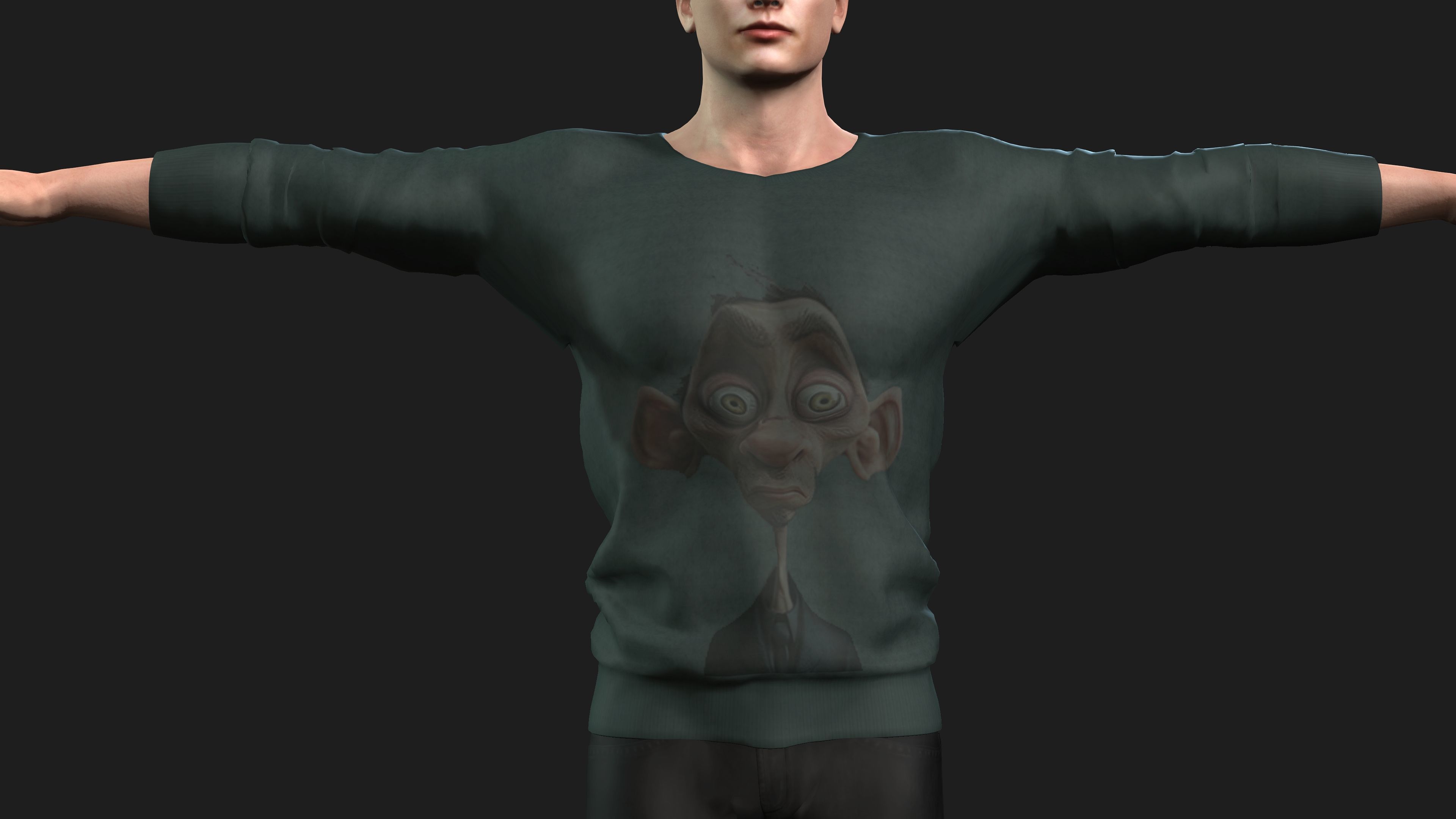man in cool  printed shirt        3D model_11