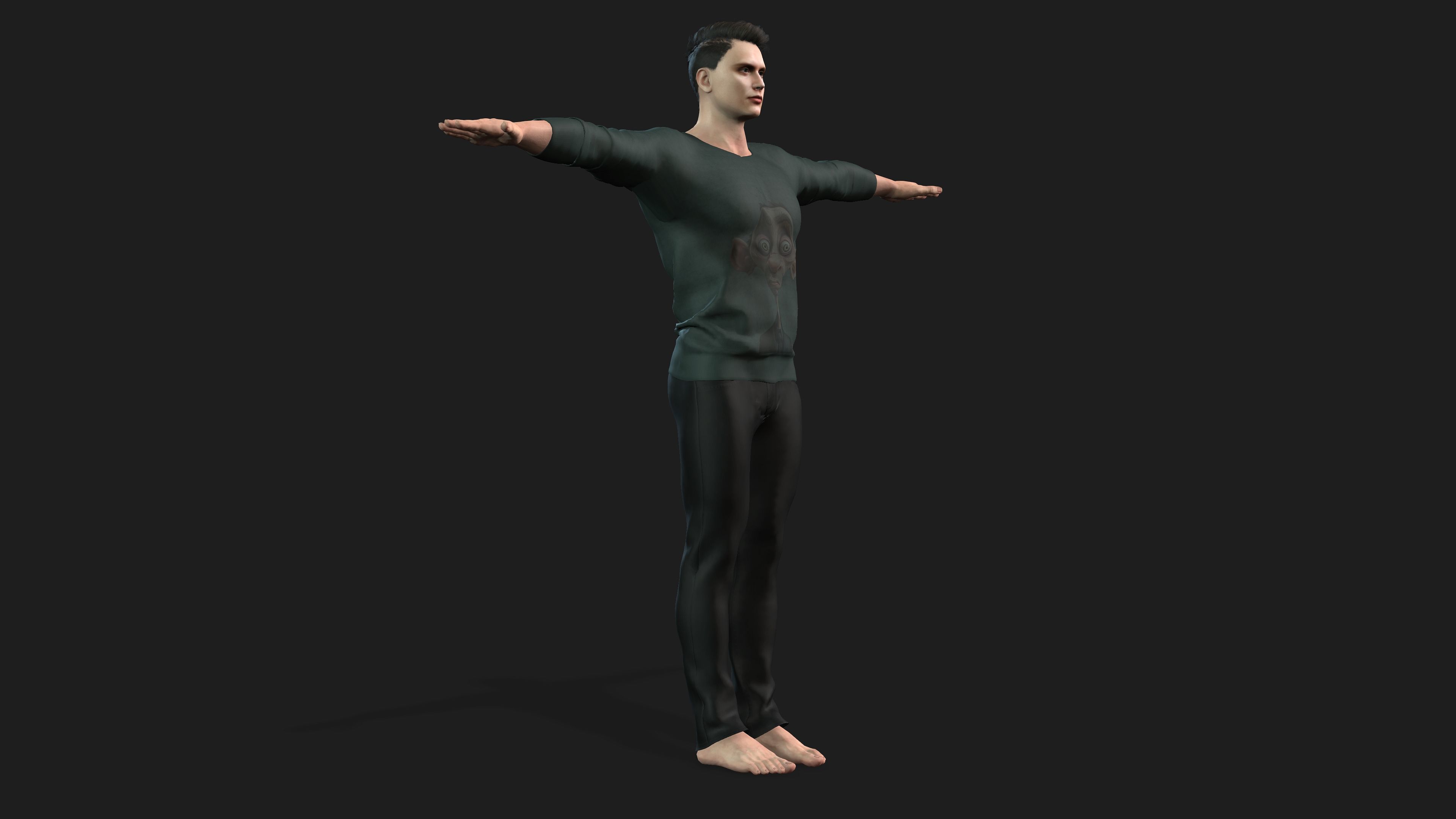 man in cool  printed shirt        3D model_6