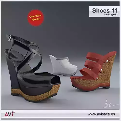 Shoes-11 wedges Low-poly 3D model
