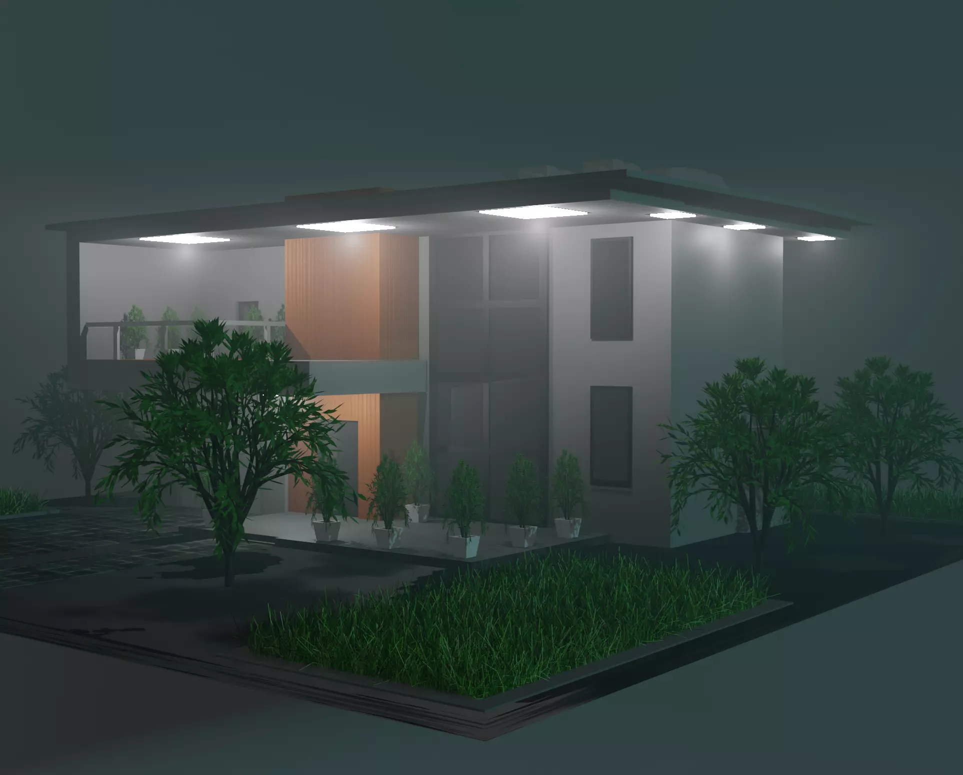 house in fog  Low-poly 3D model_0