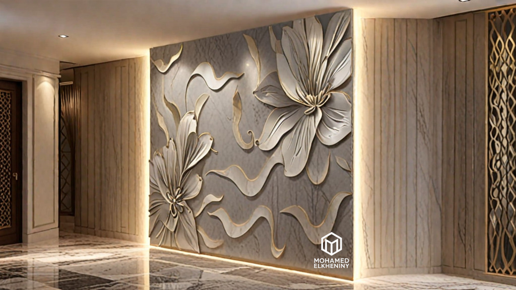 modern panel wall decor set wall relief mural CNC 109 3D model_1