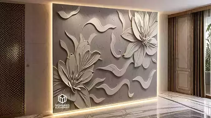 modern panel wall decor set wall relief mural CNC 109