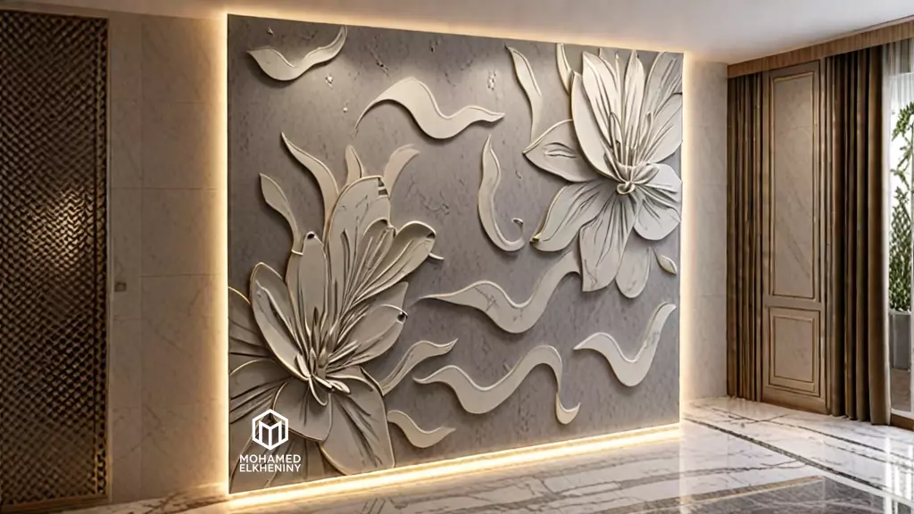 modern panel wall decor set wall relief mural CNC 109 3D model_0