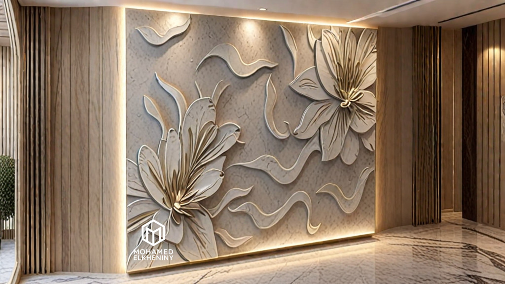 modern panel wall decor set wall relief mural CNC 109 3D model_6