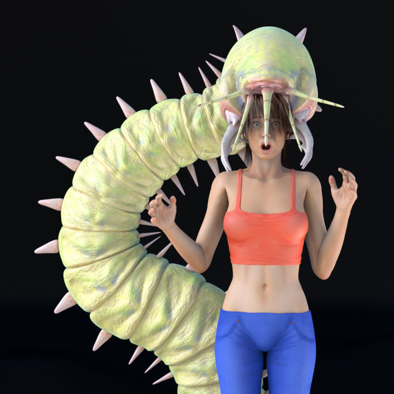 Rigged Bobbit Worm 3D Model for Poser Daz 3D model_3