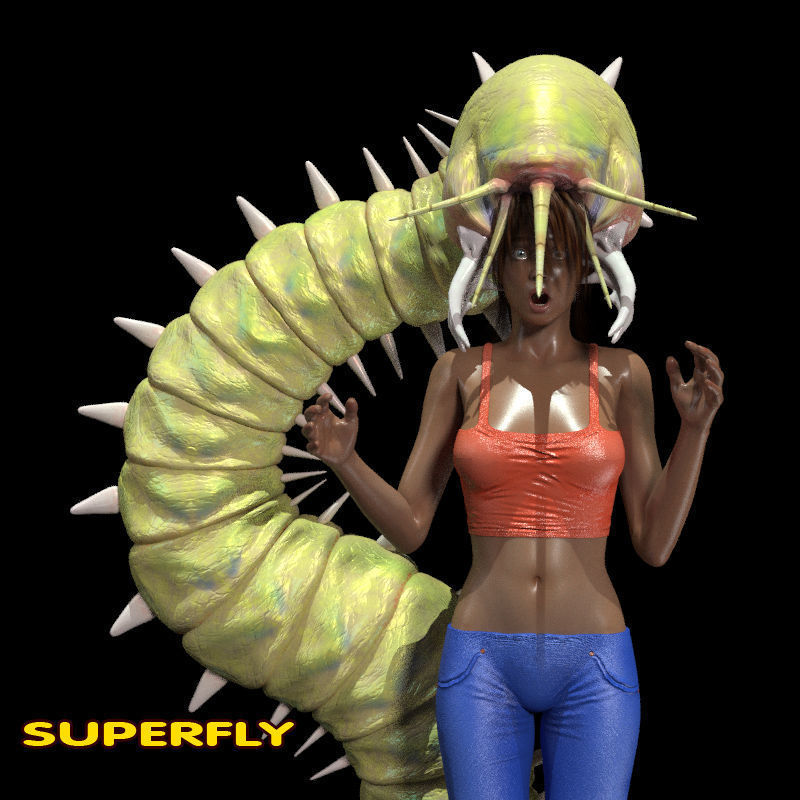Rigged Bobbit Worm 3D Model for Poser Daz 3D model_4
