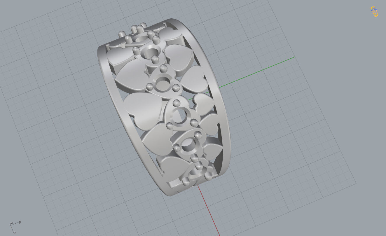 Ring with Hearts 3D print model_12