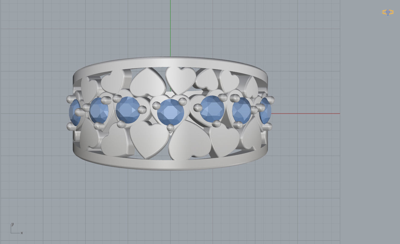 Ring with Hearts 3D print model_7