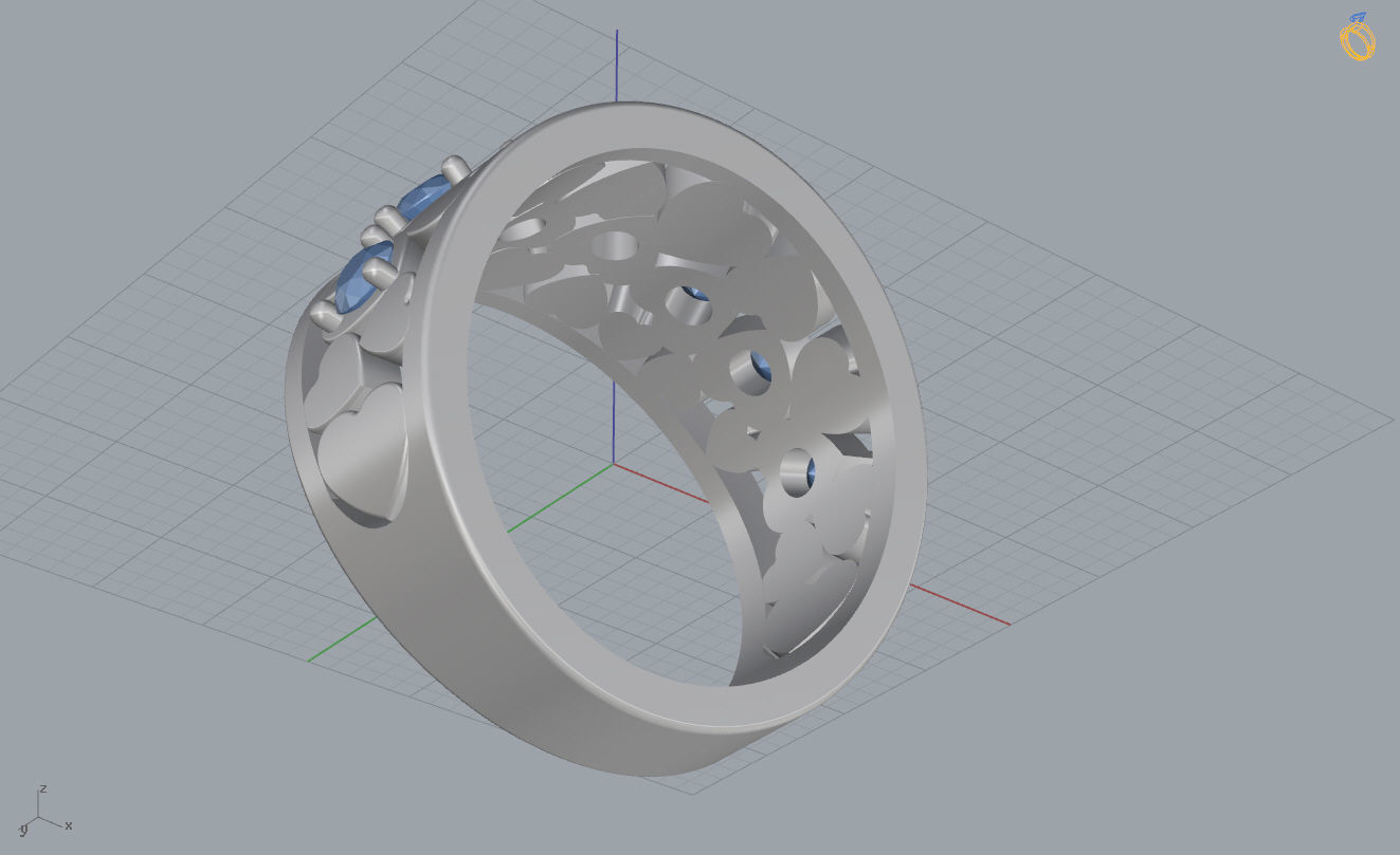 Ring with Hearts 3D print model_11