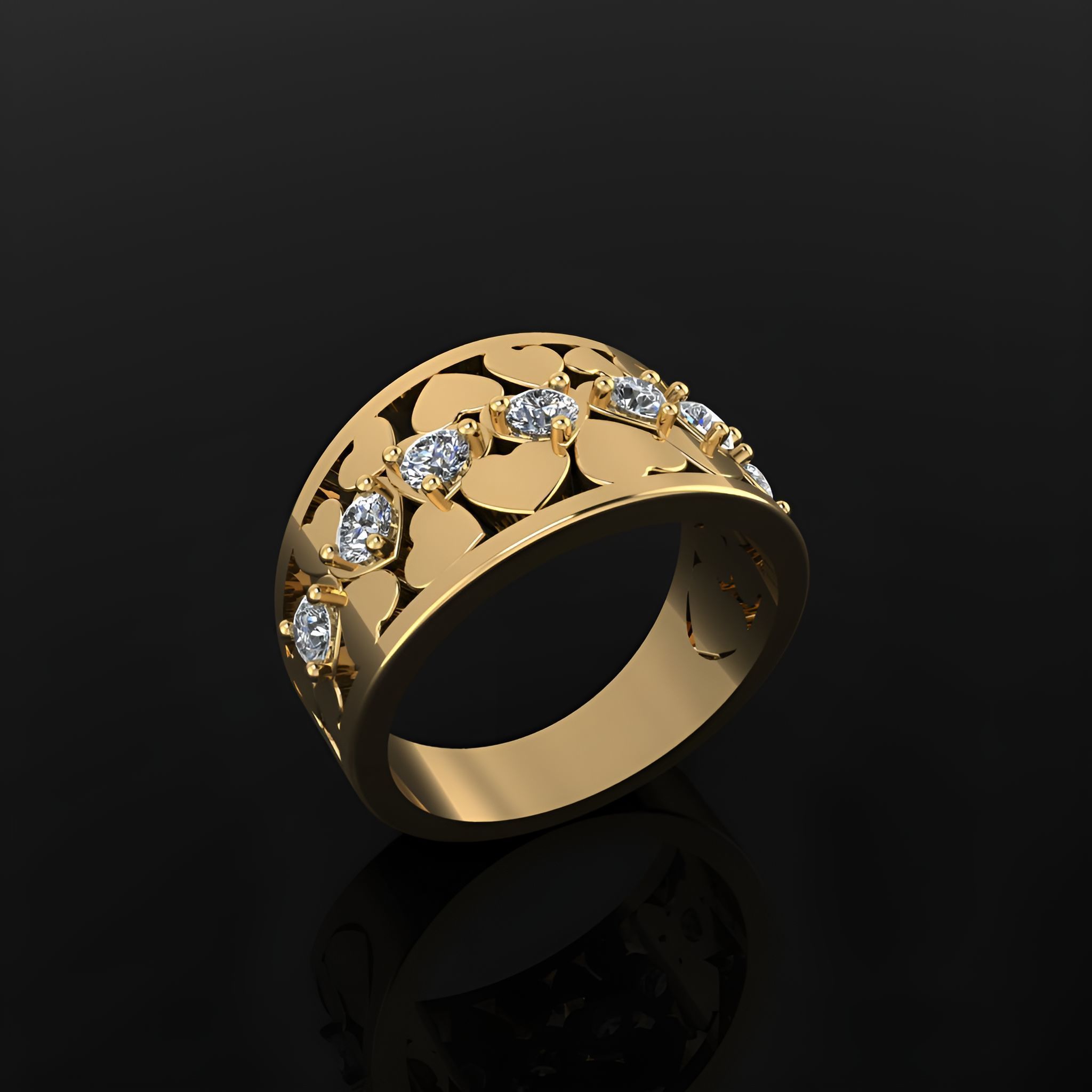 Ring with Hearts 3D print model_2