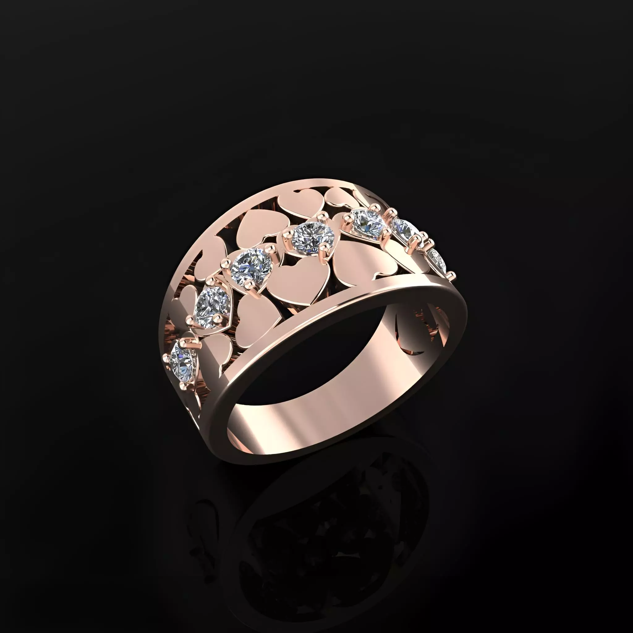 Ring with Hearts 3D print model_0