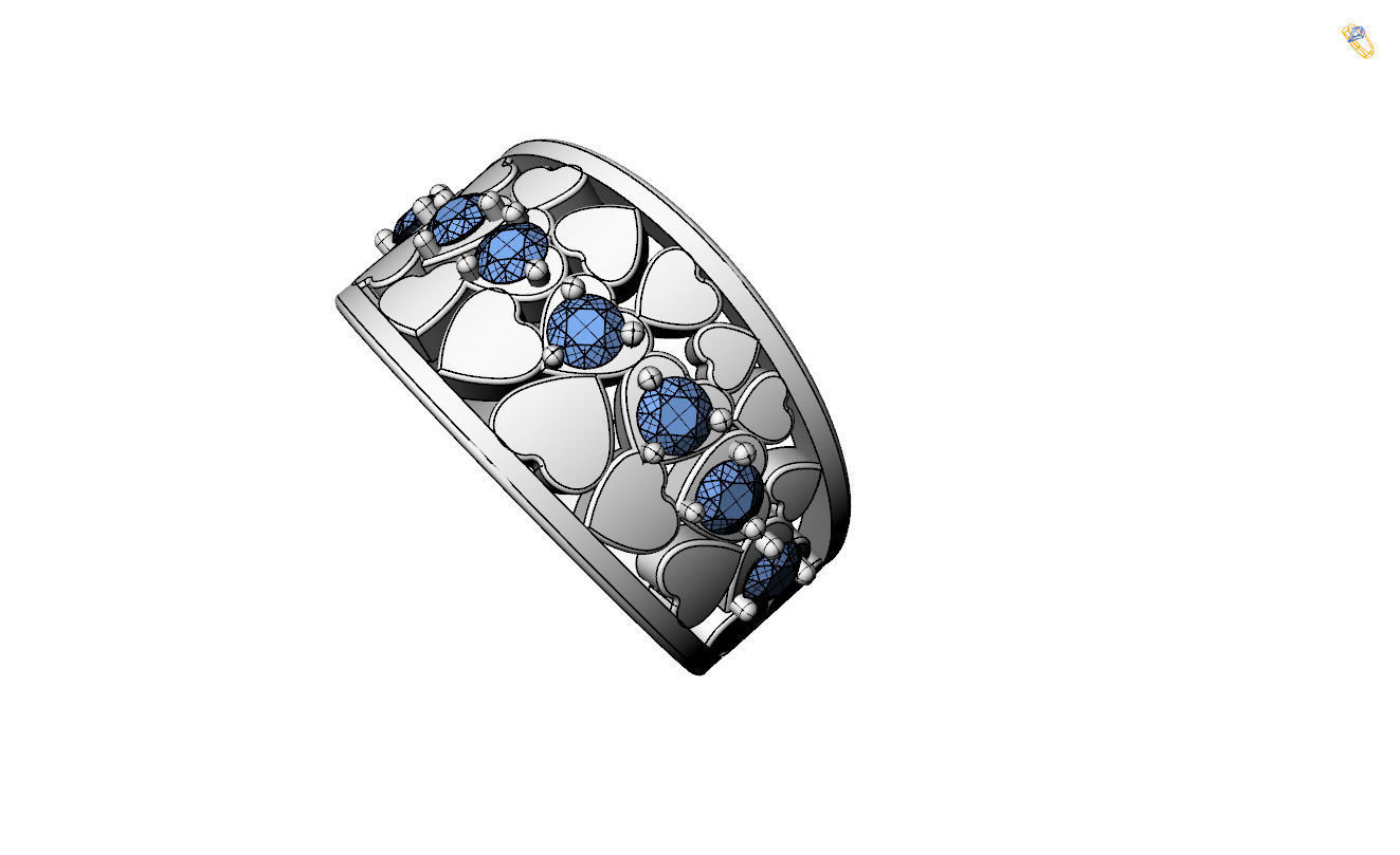 Ring with Hearts 3D print model_6