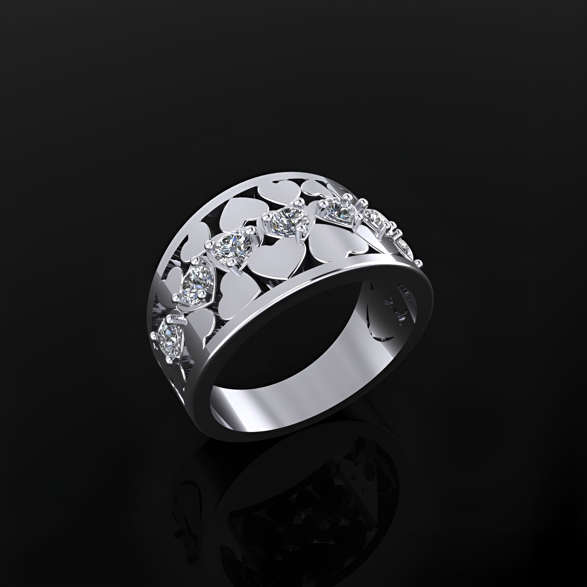 Ring with Hearts 3D print model_1