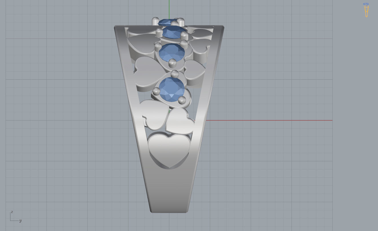 Ring with Hearts 3D print model_9