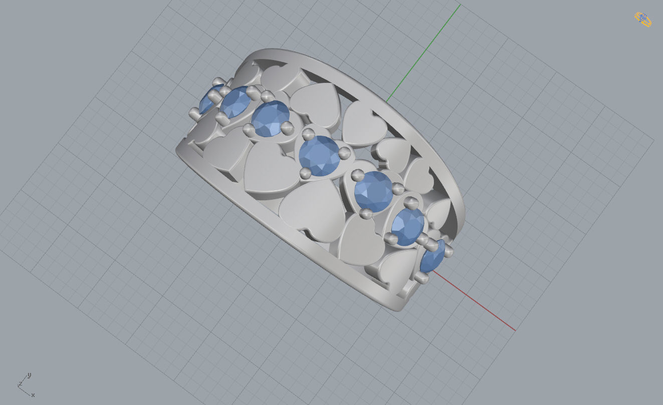 Ring with Hearts 3D print model_10
