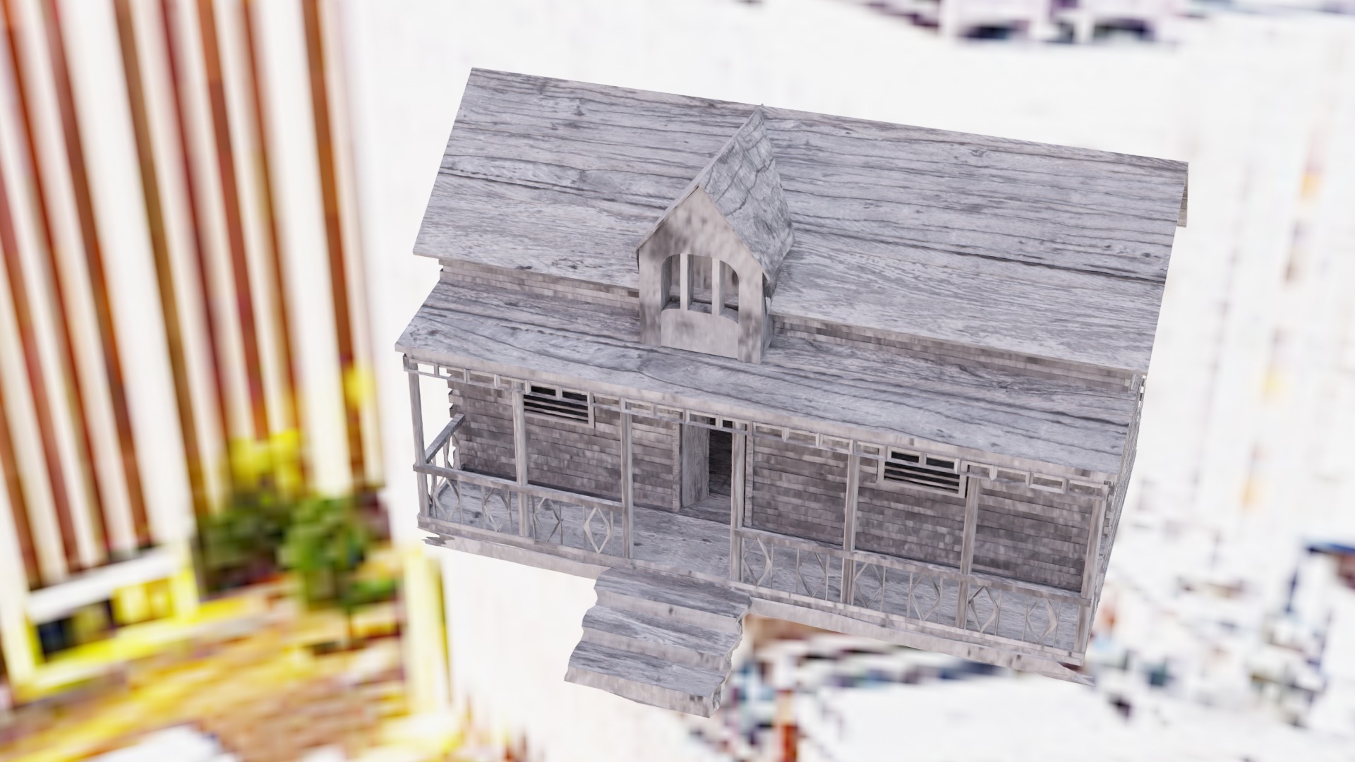 Low Poly Old House  Low-poly 3D model_8