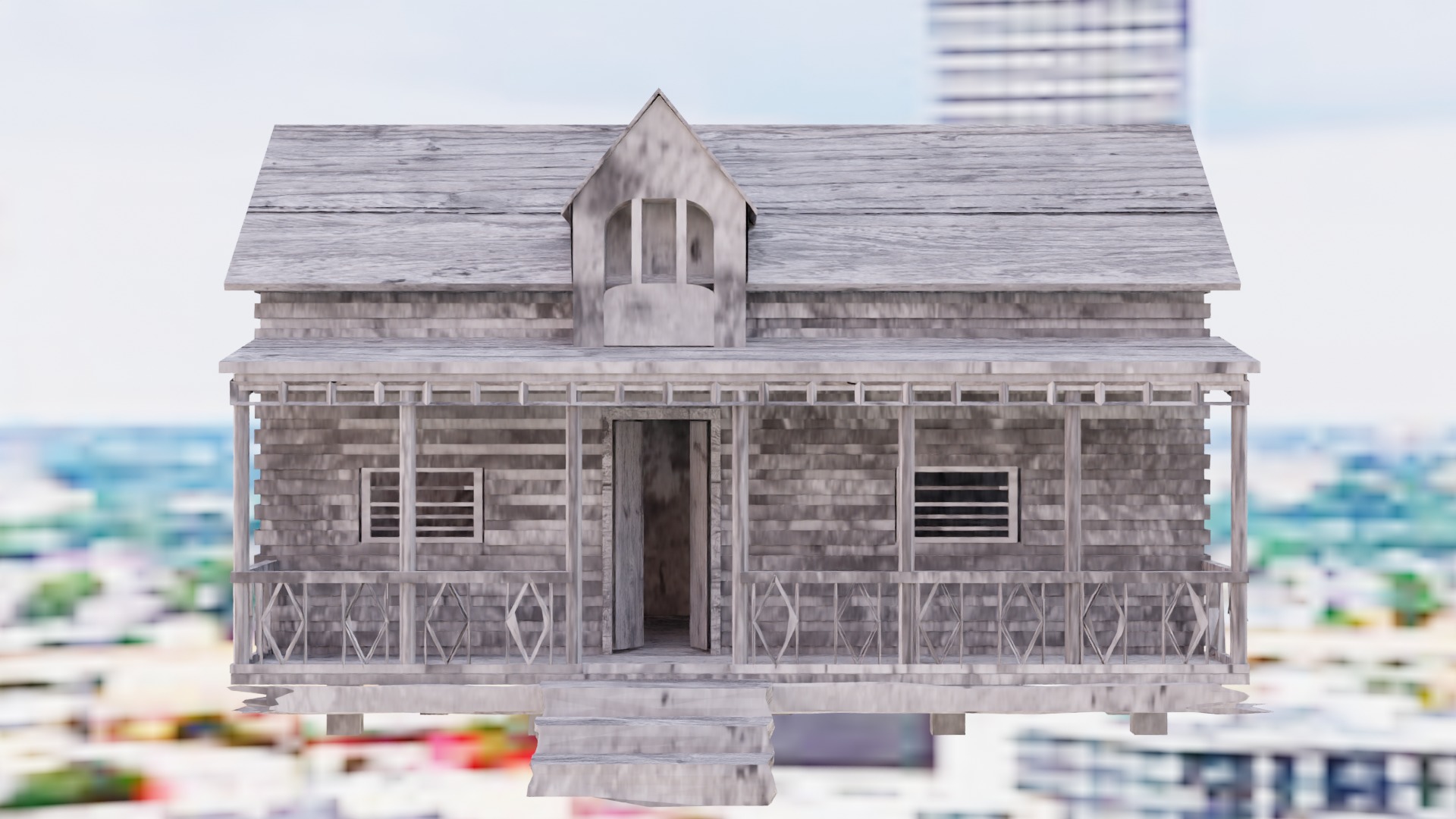 Low Poly Old House  Low-poly 3D model_1