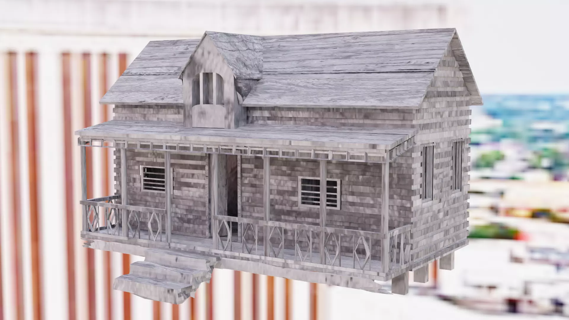 Low Poly Old House  Low-poly 3D model_0