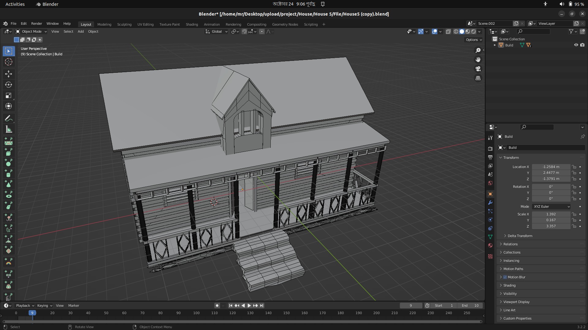 Low Poly Old House  Low-poly 3D model_12