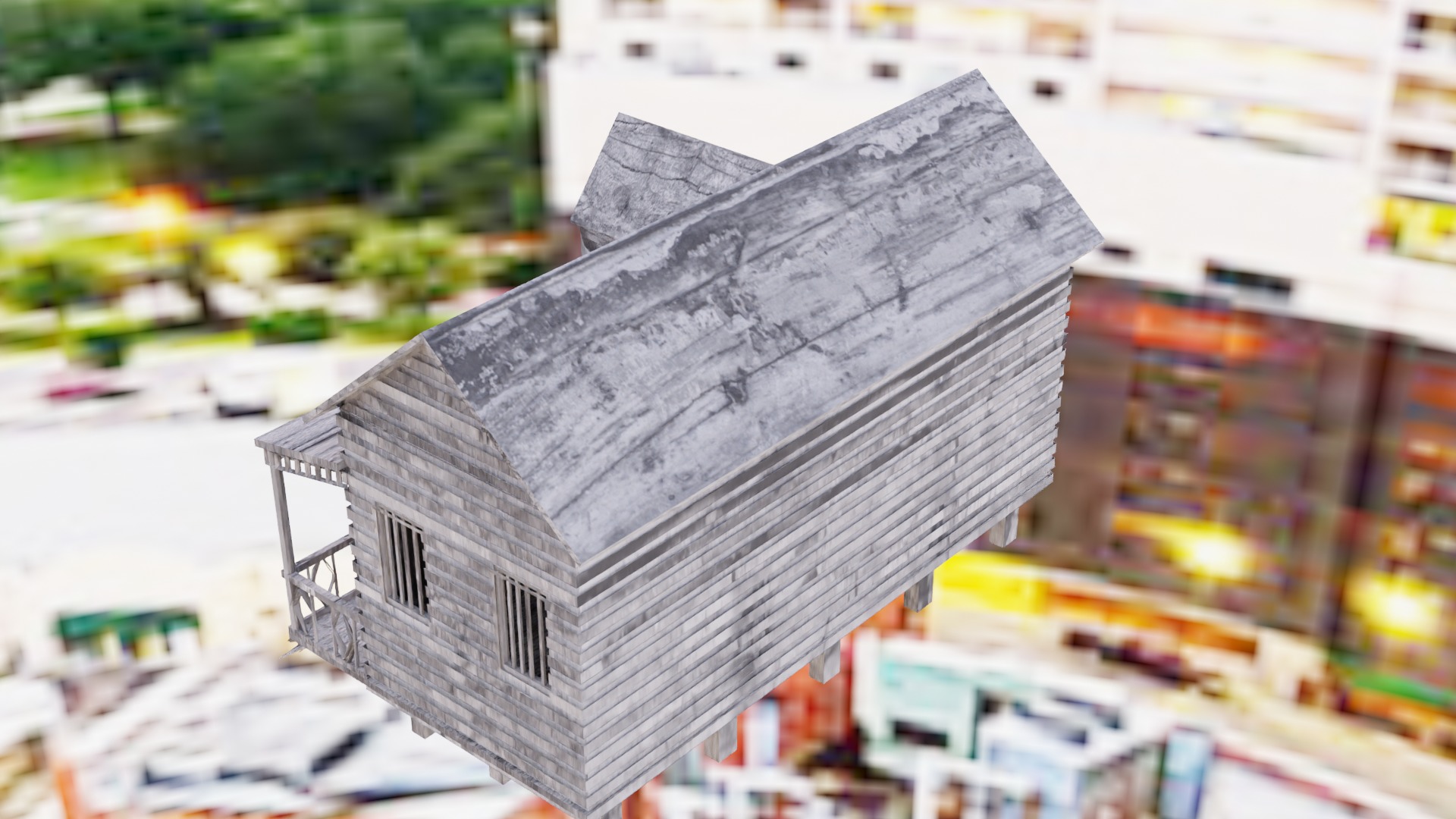 Low Poly Old House  Low-poly 3D model_4