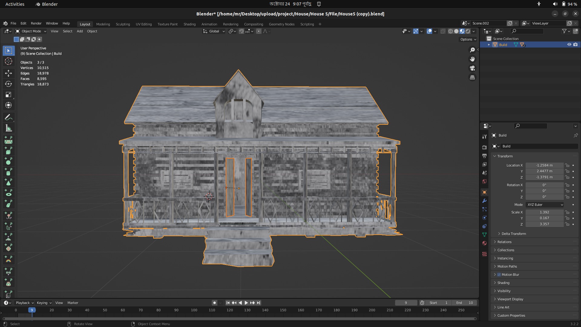 Low Poly Old House  Low-poly 3D model_13
