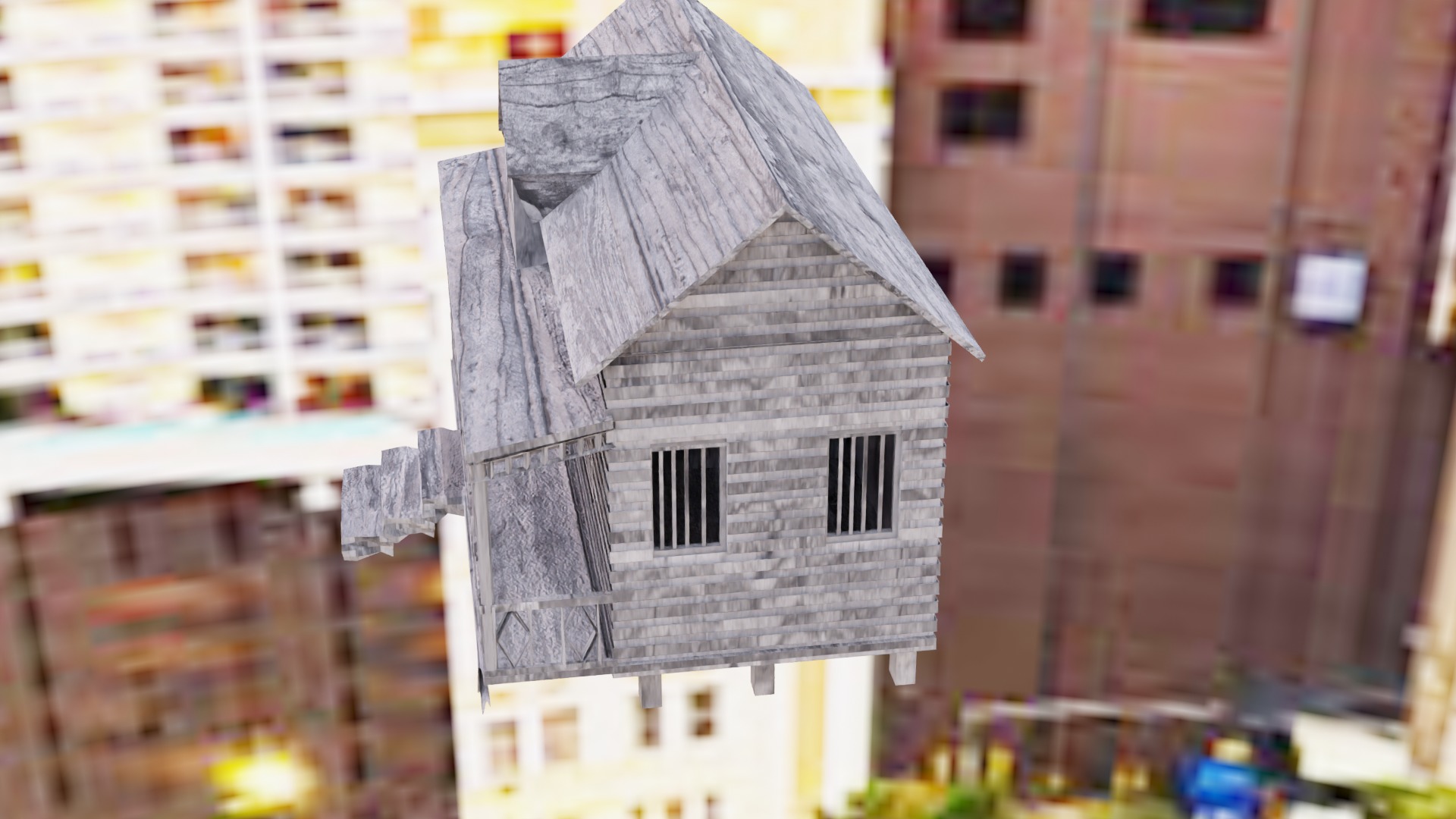 Low Poly Old House  Low-poly 3D model_2