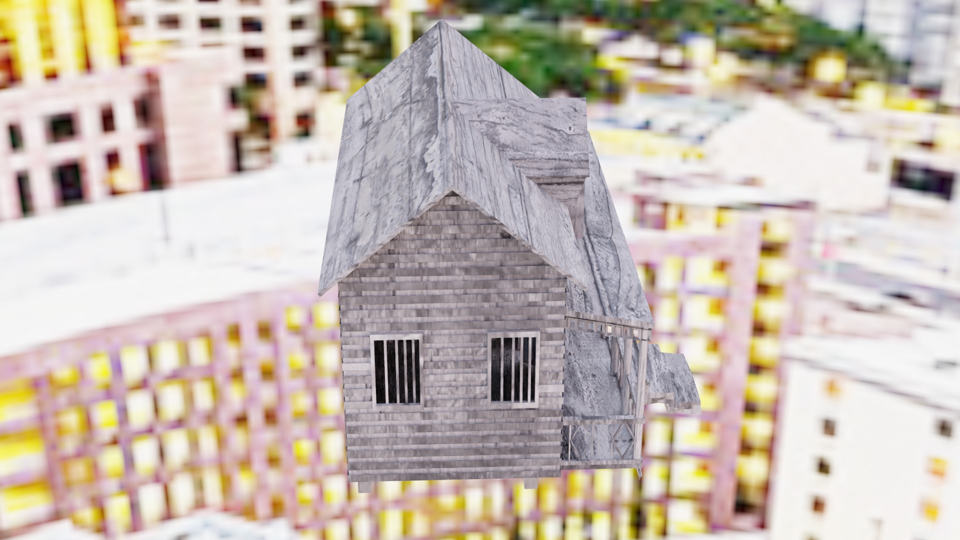 Low Poly Old House  Low-poly 3D model_5