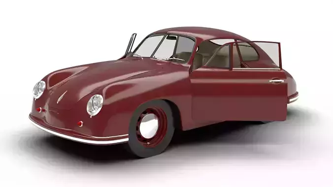 Porsche 356 1300 1952 3d model HQ 3D model