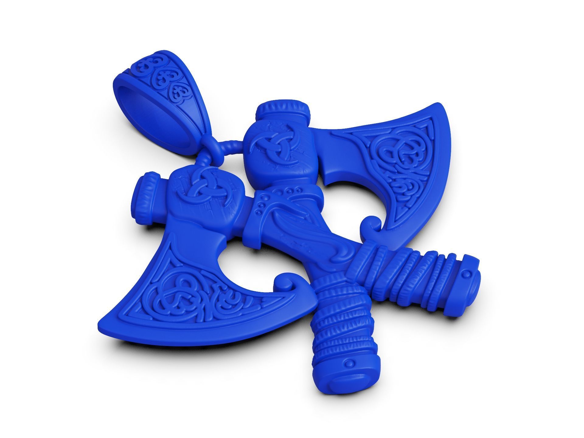 Viking Axes Pendant with Celtic Pattern 3D print model_7