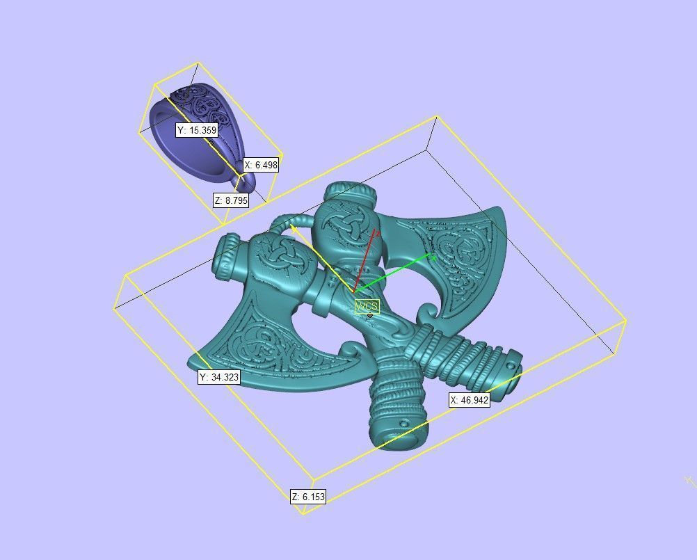 Viking Axes Pendant with Celtic Pattern 3D print model_6