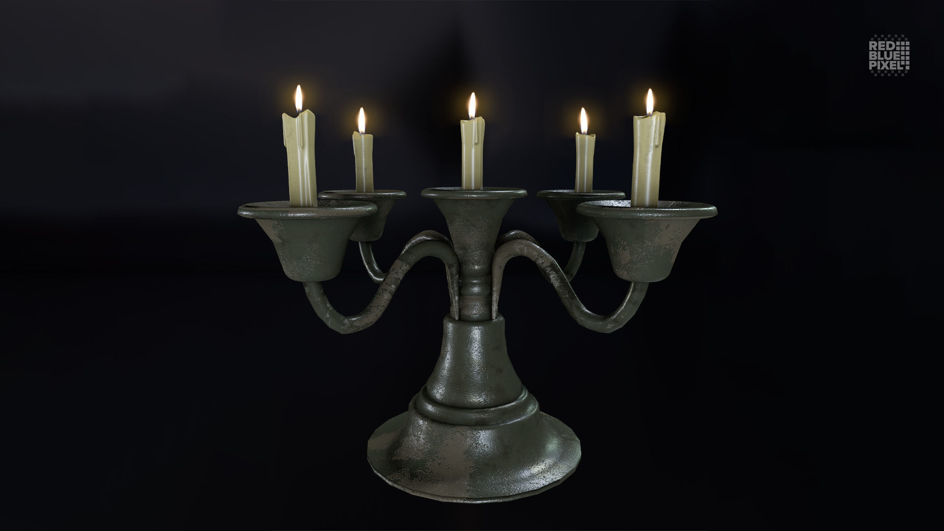Candle Stand 01 Low-poly 3D model_4