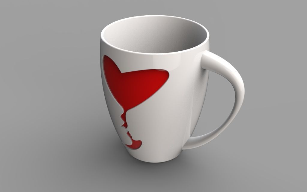 Mug with a prominent design and symbol of love 3D model_2