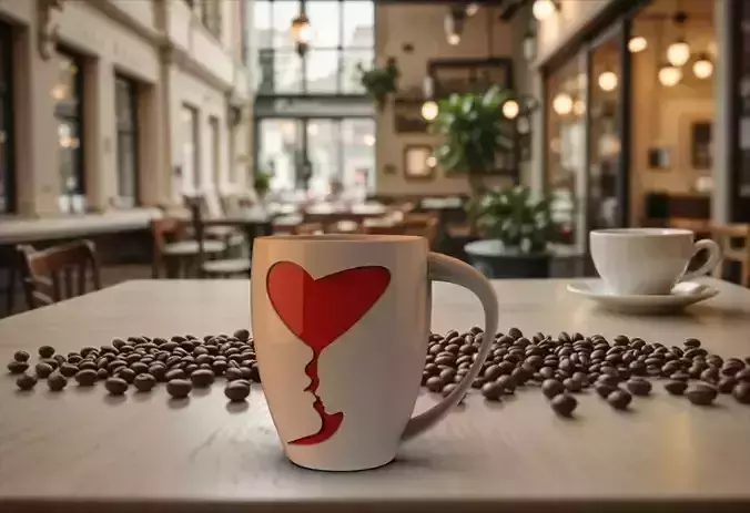 Mug with a prominent design and symbol of love