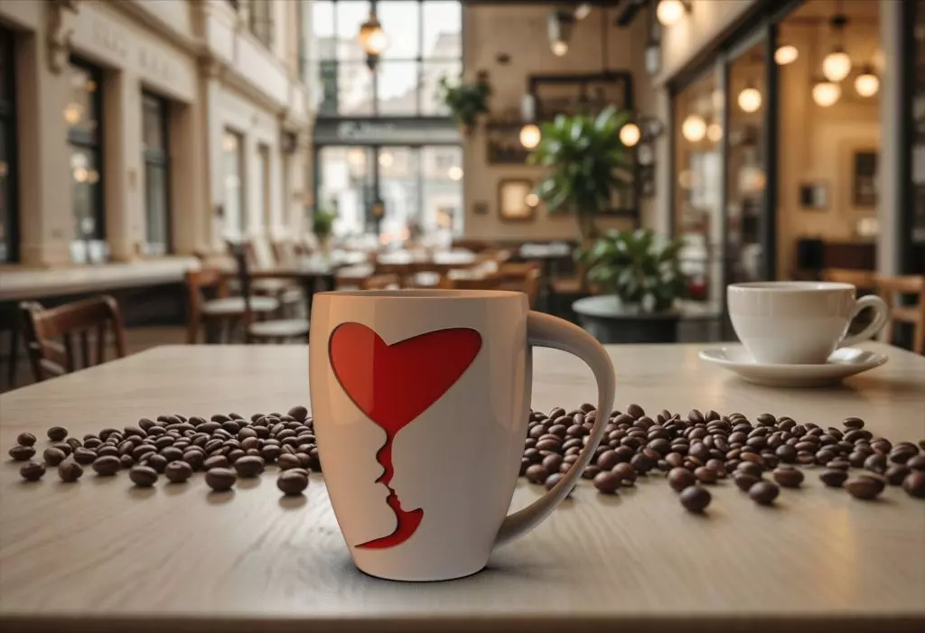 Mug with a prominent design and symbol of love 3D model_0