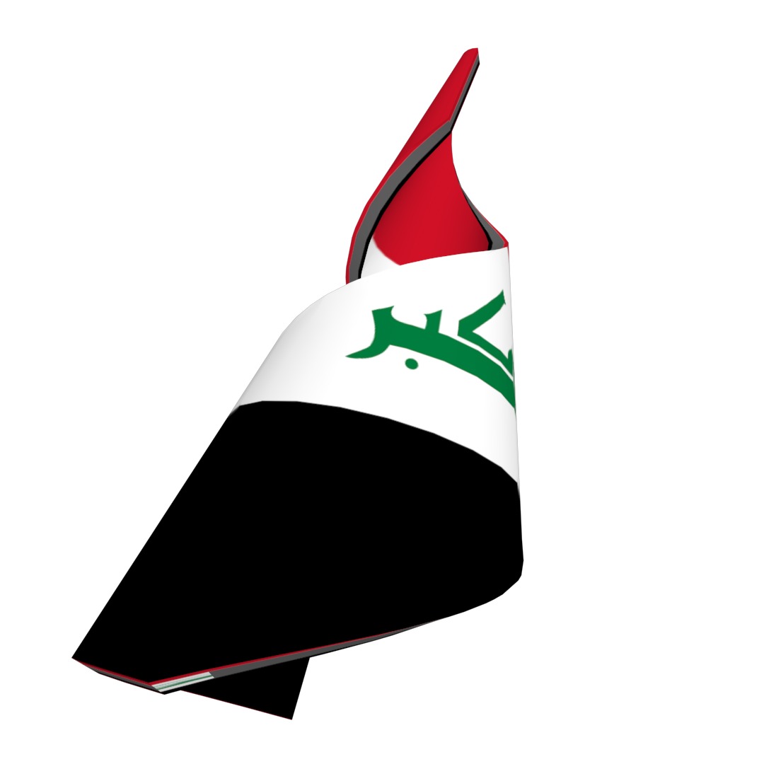 Iraqi flag on Helical structure  Decor 3D model_4