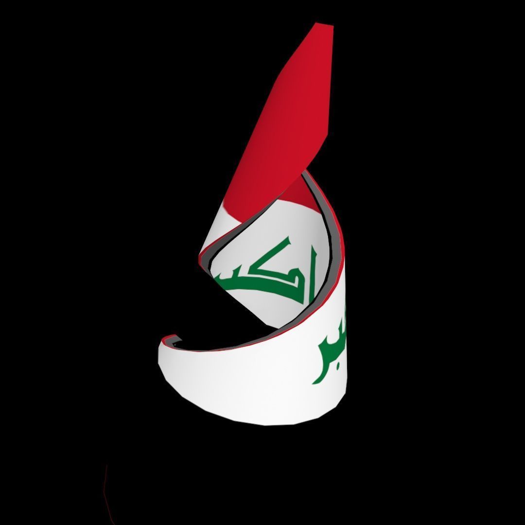 Iraqi flag on Helical structure  Decor 3D model_24
