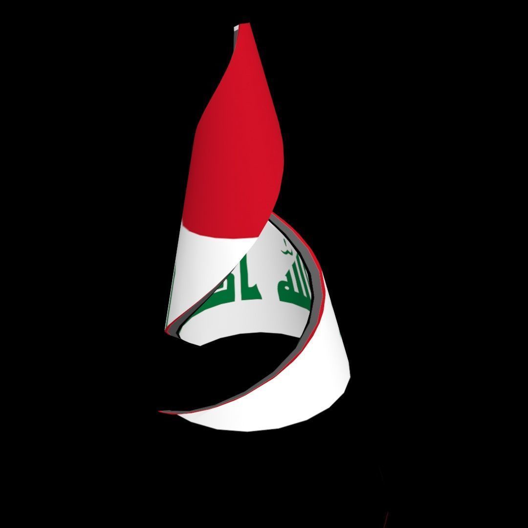 Iraqi flag on Helical structure  Decor 3D model_25