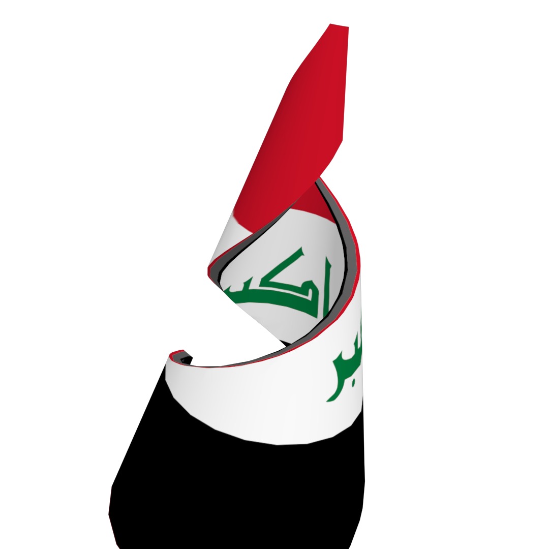 Iraqi flag on Helical structure  Decor 3D model_12