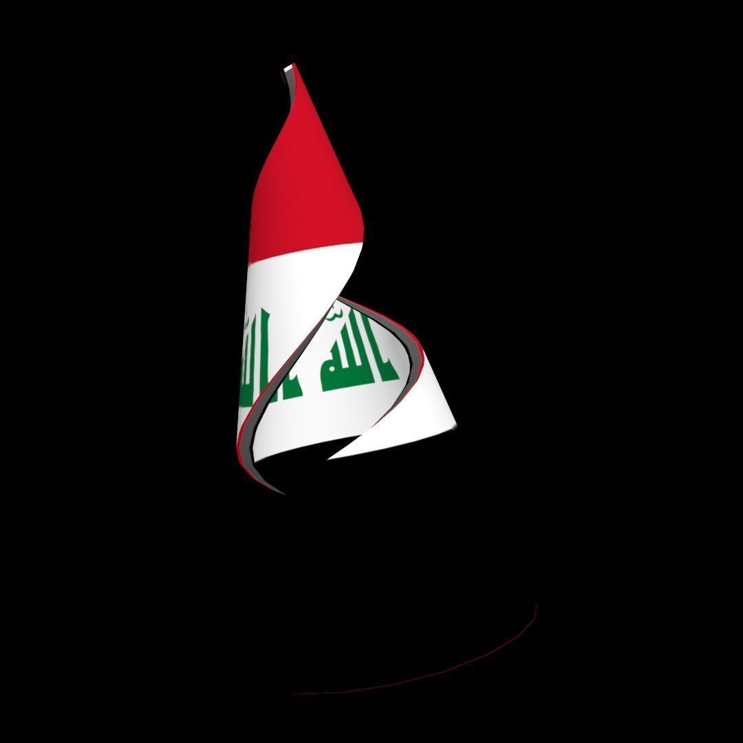 Iraqi flag on Helical structure  Decor 3D model_16