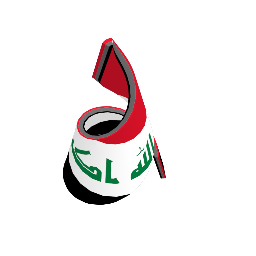 Iraqi flag on Helical structure  Decor 3D model_3