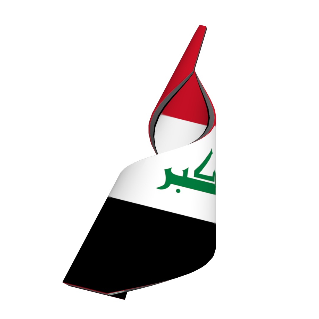 Iraqi flag on Helical structure  Decor 3D model_8