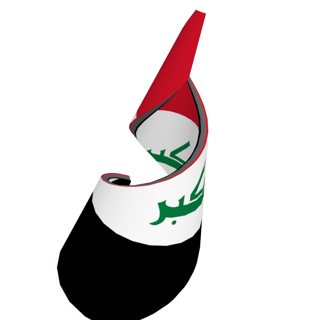 Iraqi flag on Helical structure  Decor 3D model_13