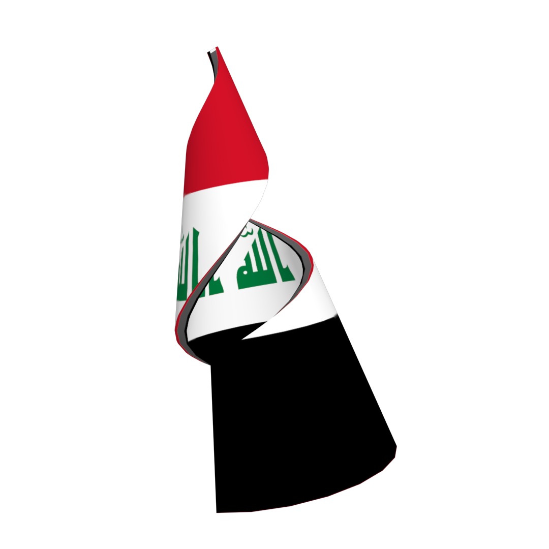 Iraqi flag on Helical structure  Decor 3D model_5