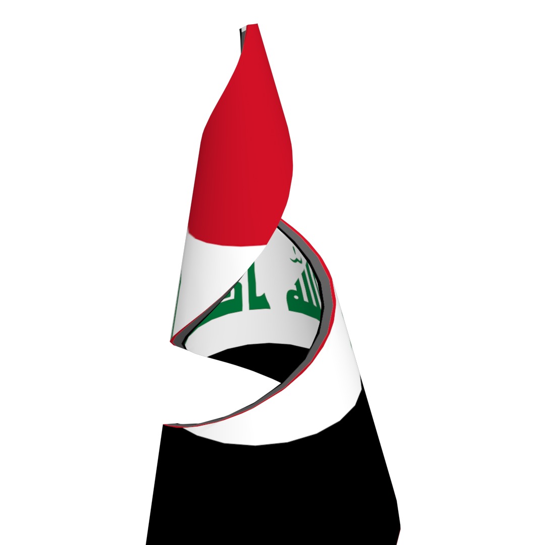 Iraqi flag on Helical structure  Decor 3D model_11