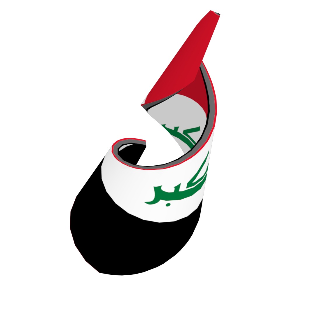 Iraqi flag on Helical structure  Decor 3D model_15