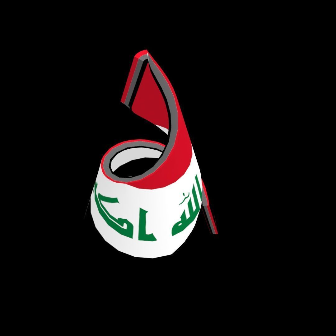 Iraqi flag on Helical structure  Decor 3D model_28