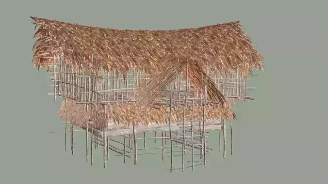 Wooden Hut B Low-Poly 3D Model Low-poly 3D model