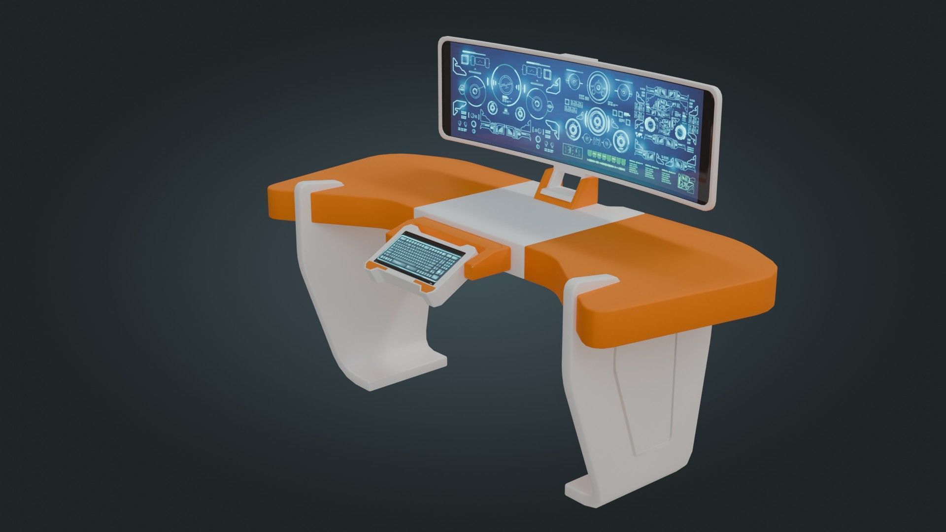 Sci fi Workspace - Game Ready - PBR Low-poly 3D model_4