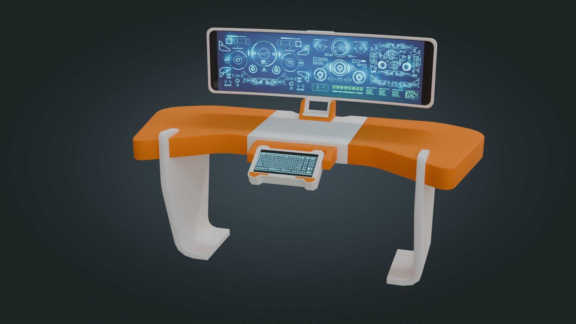 Sci fi Workspace - Game Ready - PBR Low-poly 3D model_14